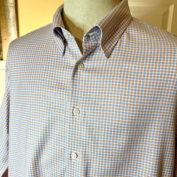 NWOT Men's Egara Modern Fit Slim Stretch Shirt in Plaid Check Size XL - Picture 3 of 4